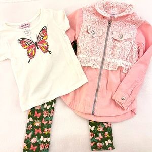 3 pc Little Lass Butterfly Jacket Set